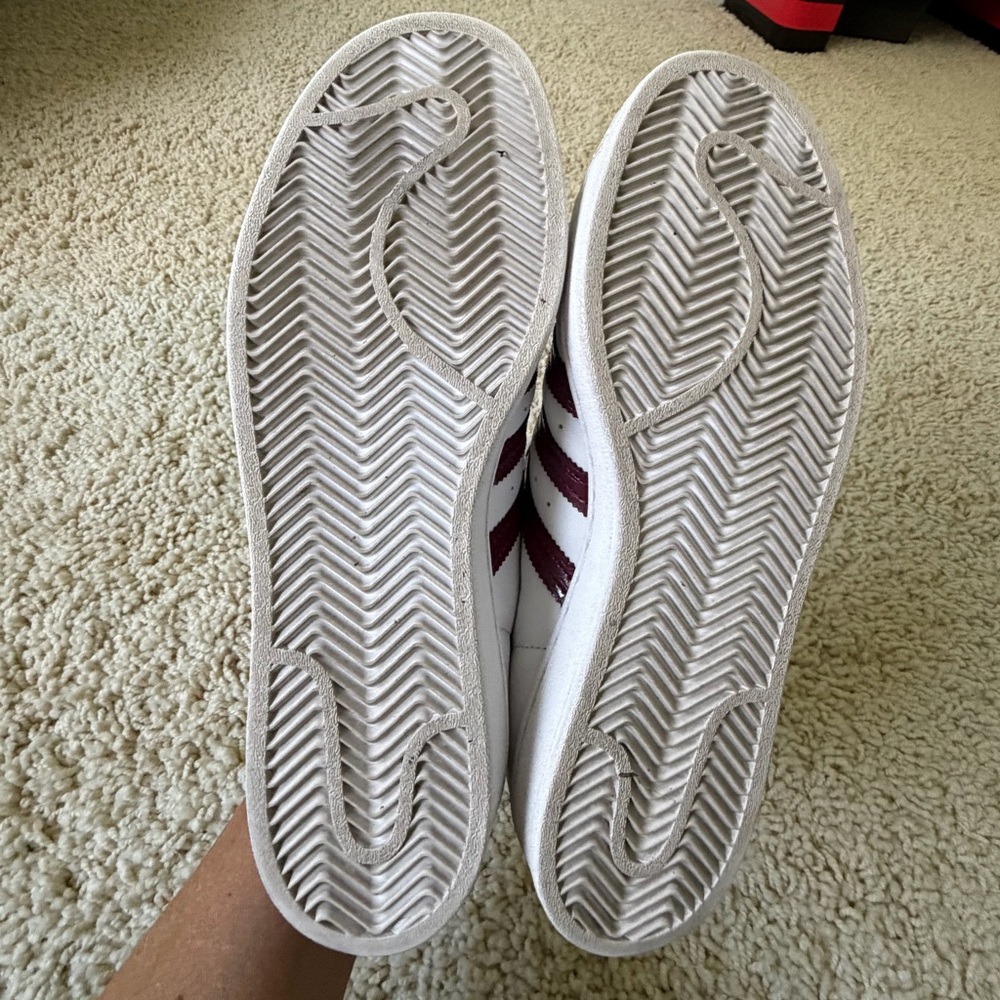 Adidas Superstar White and Burgundy Sneakers - Picture 8 of 8